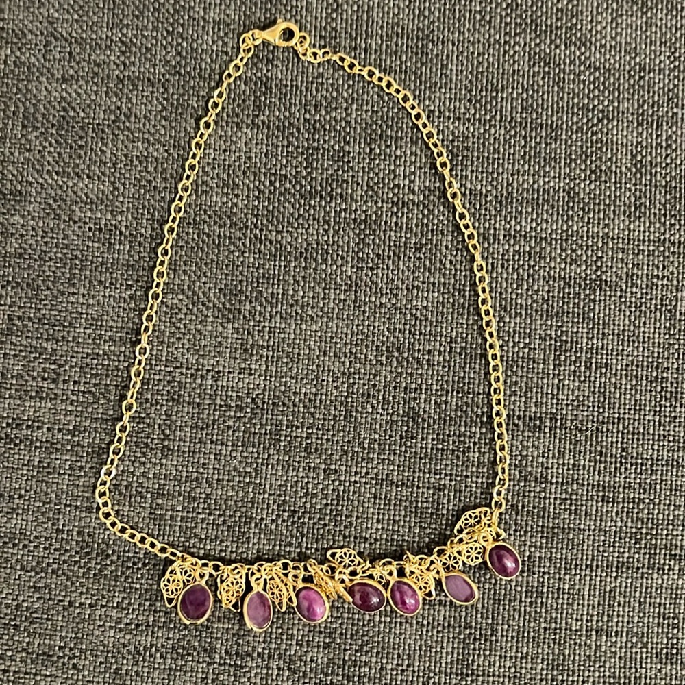 Gold and purple stone necklace